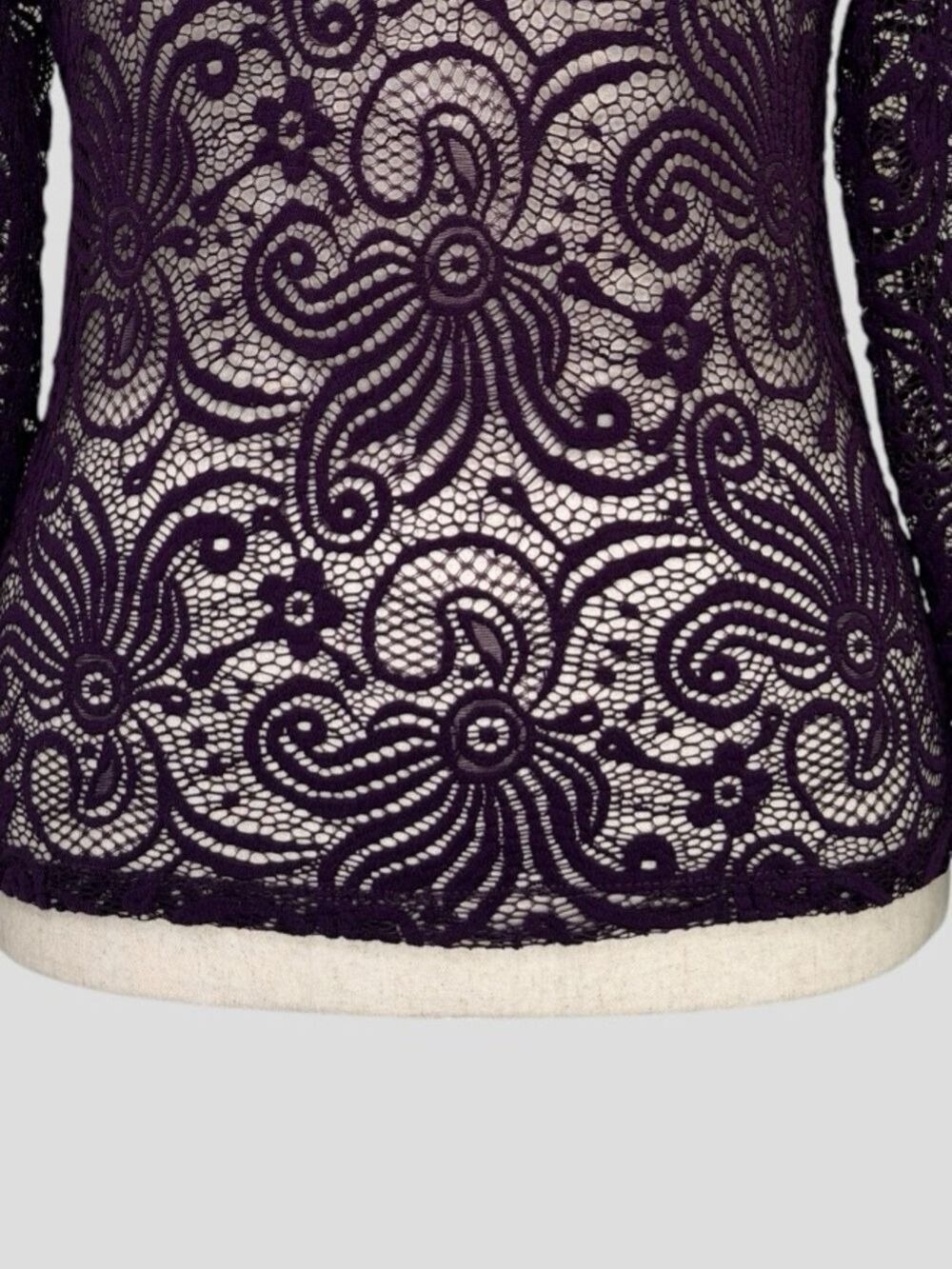 Purple Snow Purple Sheer Lace Top XL Mock Neck Y2K Whimsigoth Dark Fairy Goth - Picture 9 of 12